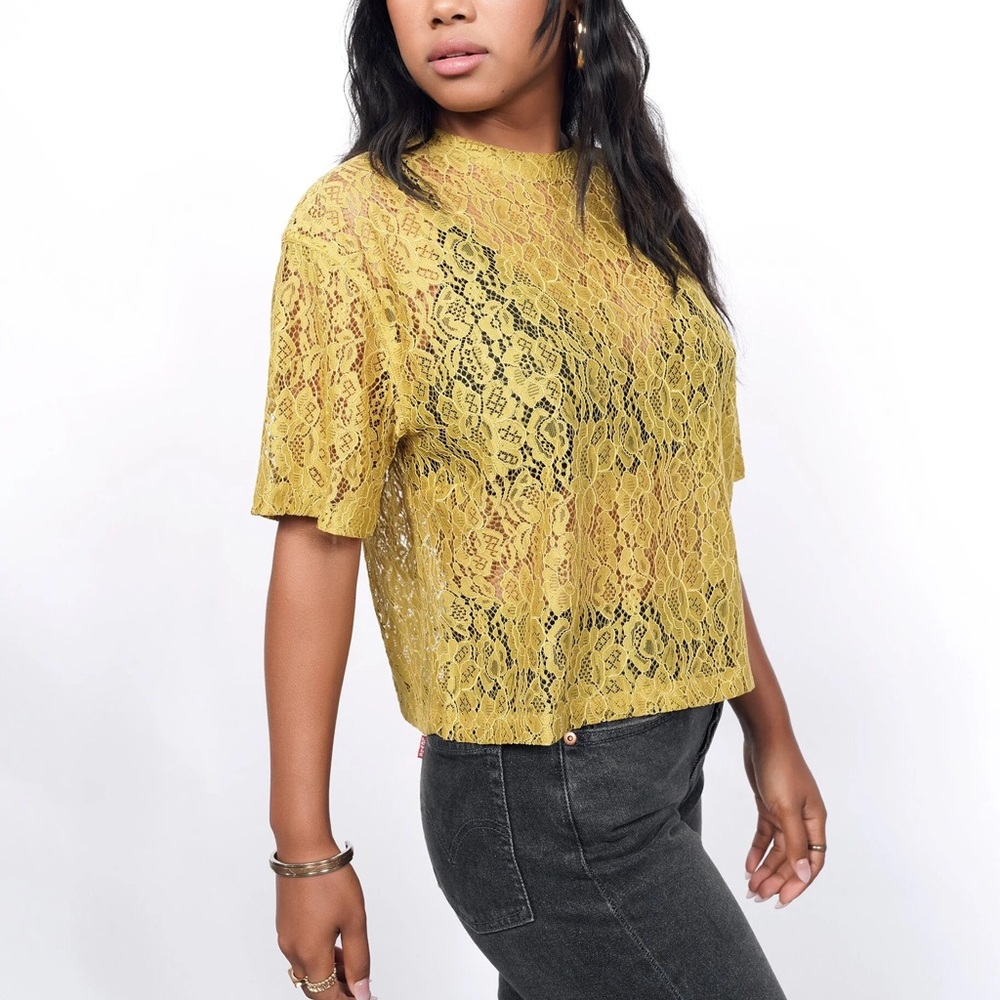 NWT Wildfang Empower Lace Boxy Blouse XL
